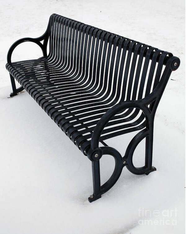 Park Bench; Winter; Snow Day; After The Snow; Have A Seat; Cold Seat; In The Cold Seat;  Art Print featuring the photograph Cold seat by Betty Morgan