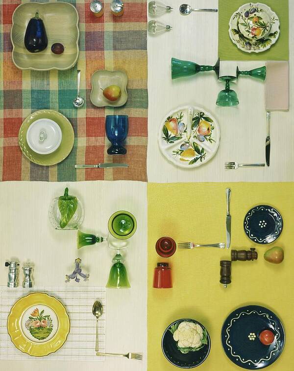 Studio Shot Art Print featuring the photograph Colourful Table Settings by Herbert Matter