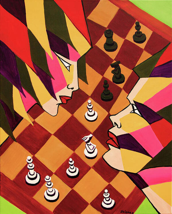 Chess Art Print featuring the painting Competition by Yelena Rubin