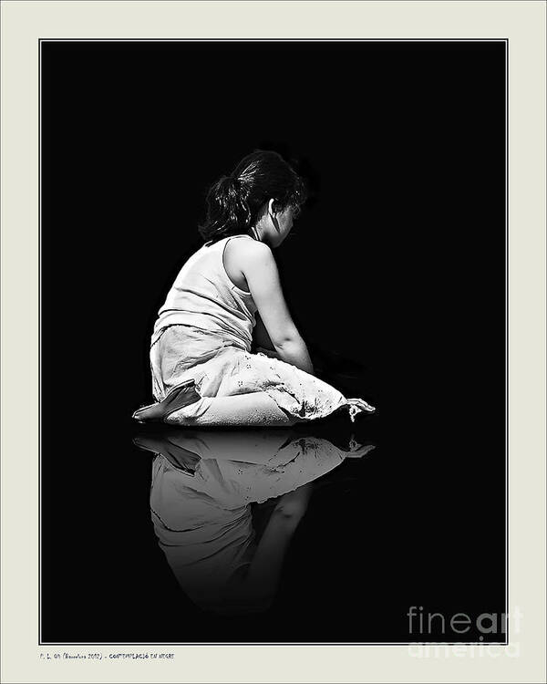 Person Art Print featuring the photograph Contemplation In Dark by Pedro L Gili