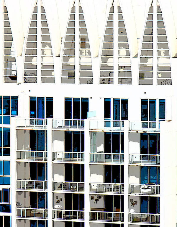 South Beach Miami Florida Art Deco Tower Condo Sobe Sofi Architecture Art Print featuring the photograph Continuum North Tower by Culture Cruxxx