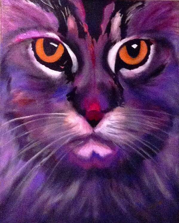 Cat Art Print featuring the painting Cool Maine Coon by Bill Manson