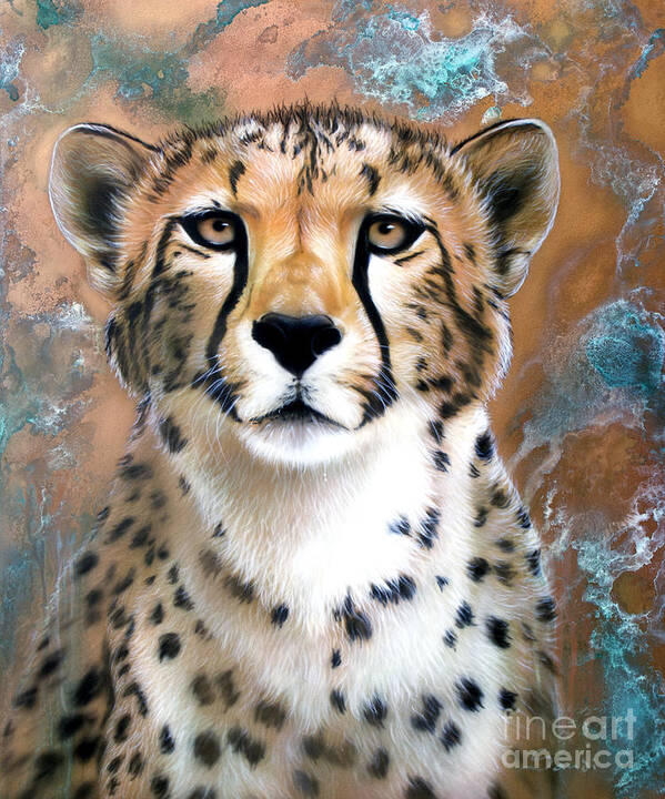 Copper Art Print featuring the painting Copper Flash - Cheetah by Sandi Baker