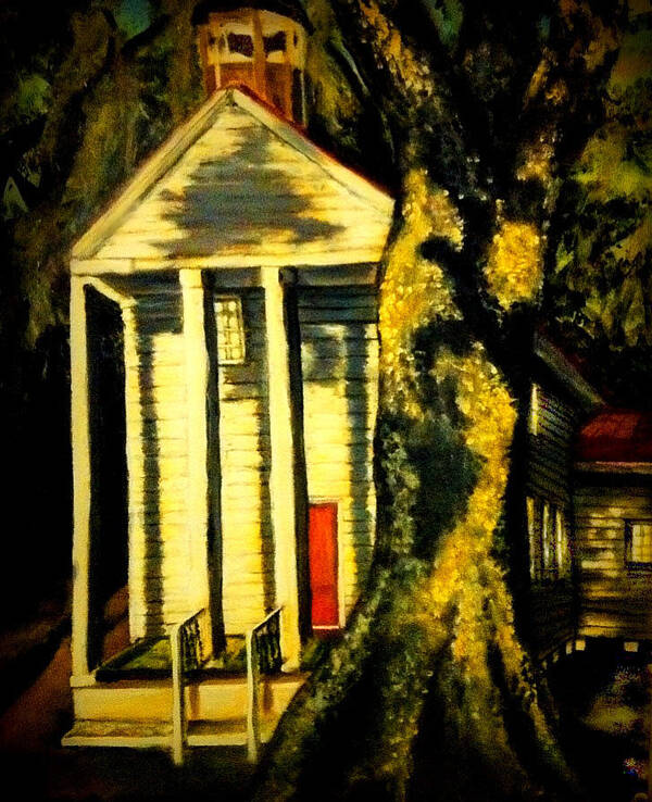 Beaufort Art Print featuring the painting Daybreak on Oak Church by Alexandria Weaselwise Busen