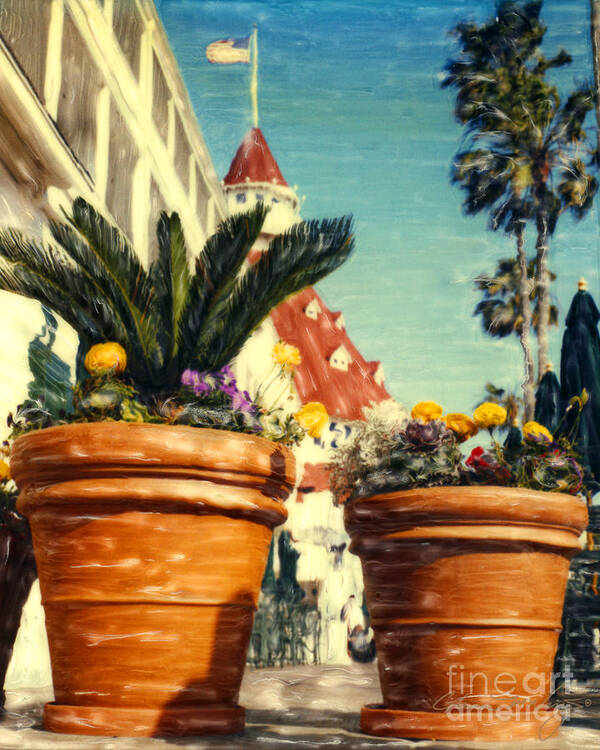Del Flower Pots Art Print featuring the photograph Del Flowers - V by Glenn McNary