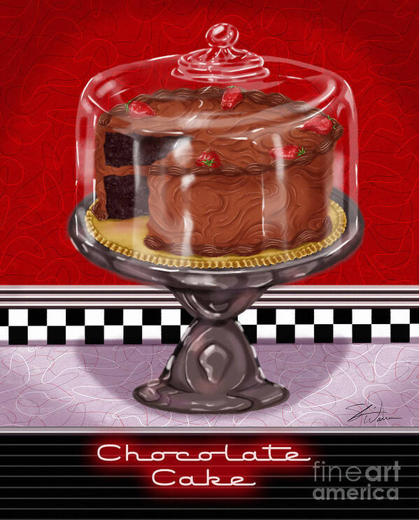 Chocolate Art Print featuring the mixed media Diner Desserts - Chocolate Cake by Shari Warren