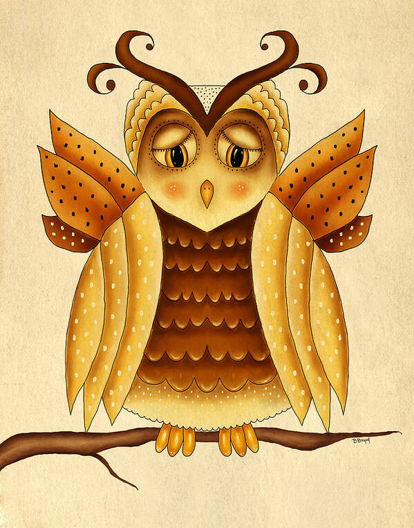 Owl Art Print featuring the painting Dottie by Brenda Bryant