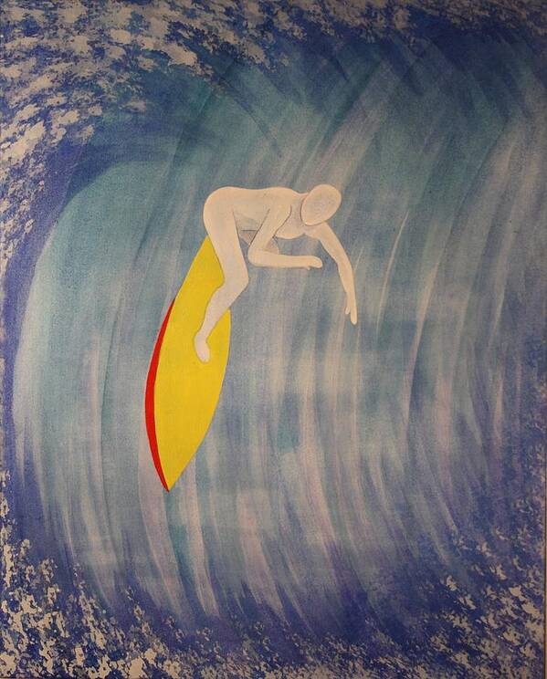 Surfing Art Print featuring the painting Drop in by Paul Amaranto