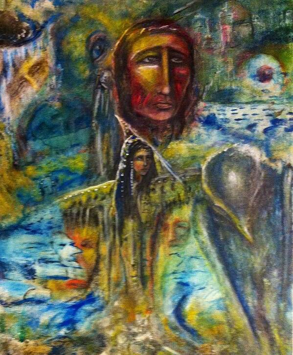 Native American Art Print featuring the painting Earth Woman 2 by Kicking Bear Productions