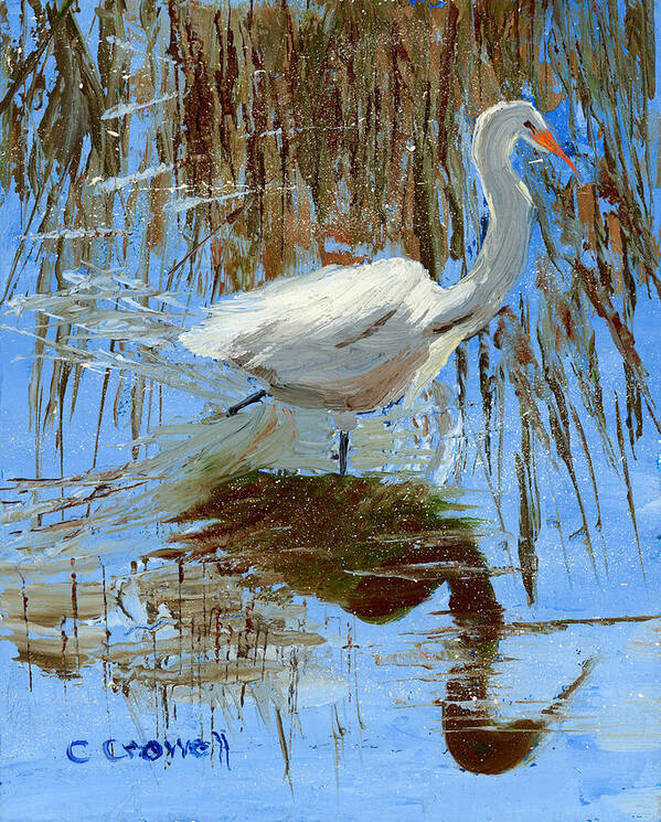 Egret Art Print featuring the painting Egret by Christine Crowell