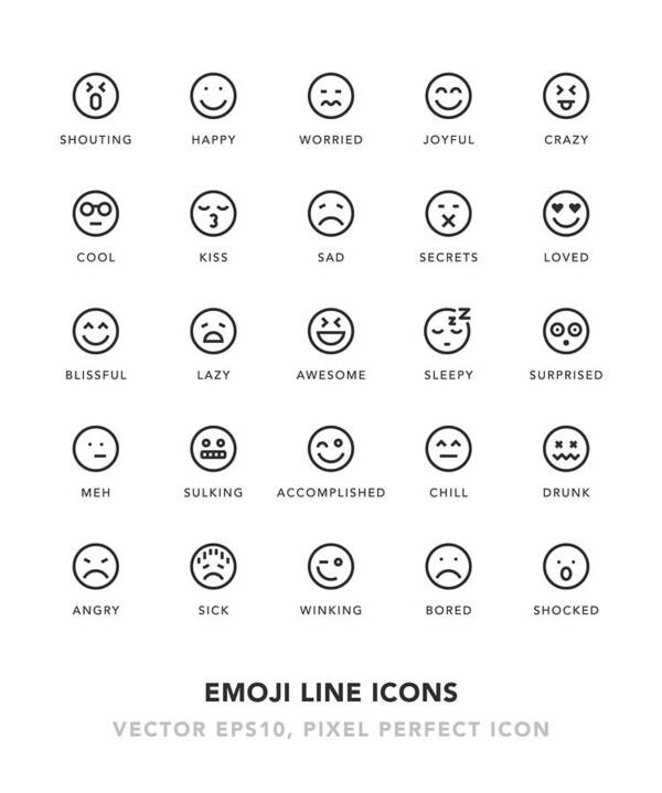 Internet Art Print featuring the drawing Emoji Line Icons by TongSur