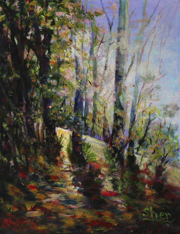Oil Art Print featuring the painting Enchanted forest by Sher Nasser