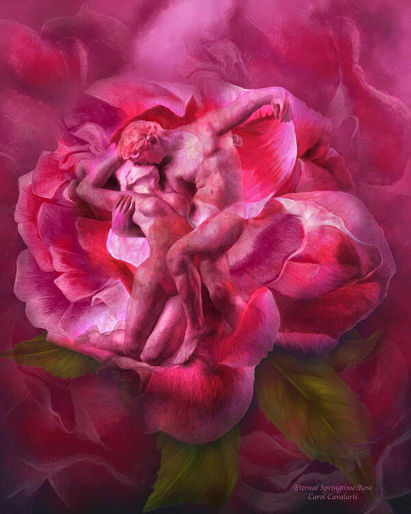 Rose Art Print featuring the mixed media Eternal Springtime Rose by Carol Cavalaris
