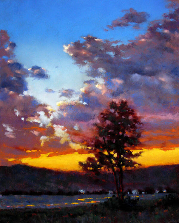 Sunset Art Print featuring the painting Evening in the Valley by Dianna Ponting