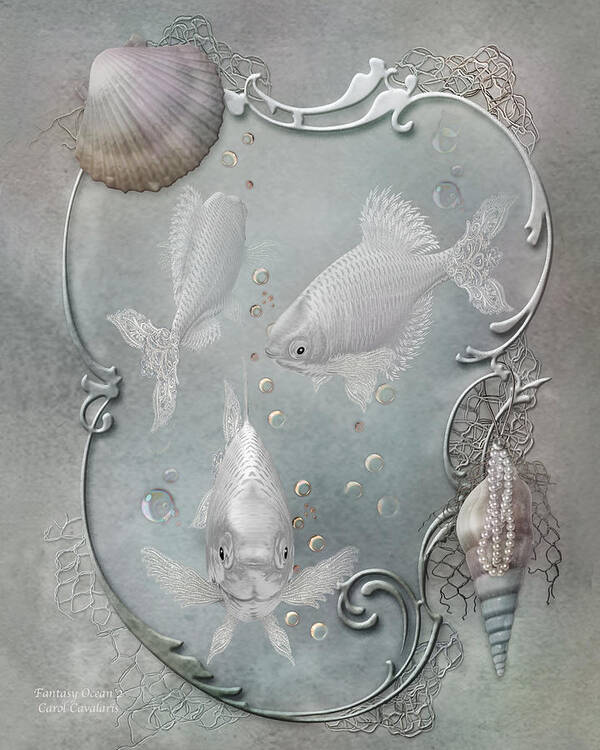 Ocean Art Print featuring the mixed media Fantasy Ocean 2 by Carol Cavalaris