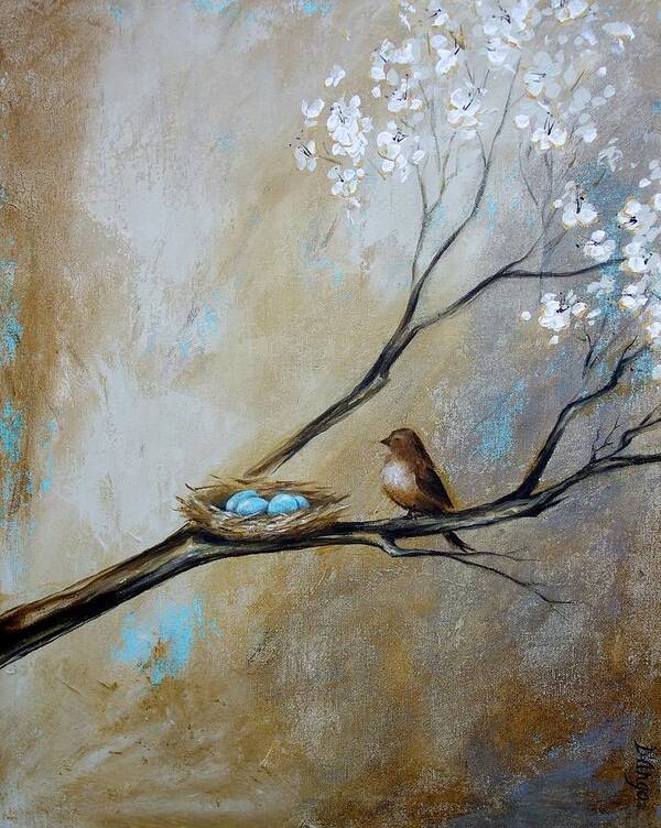 Bird Art Print featuring the painting Fat Little Bird's Nest by Dina Dargo