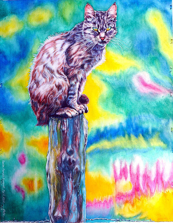 Cat Art Print featuring the painting Felix by Xavier Francois Hussenet