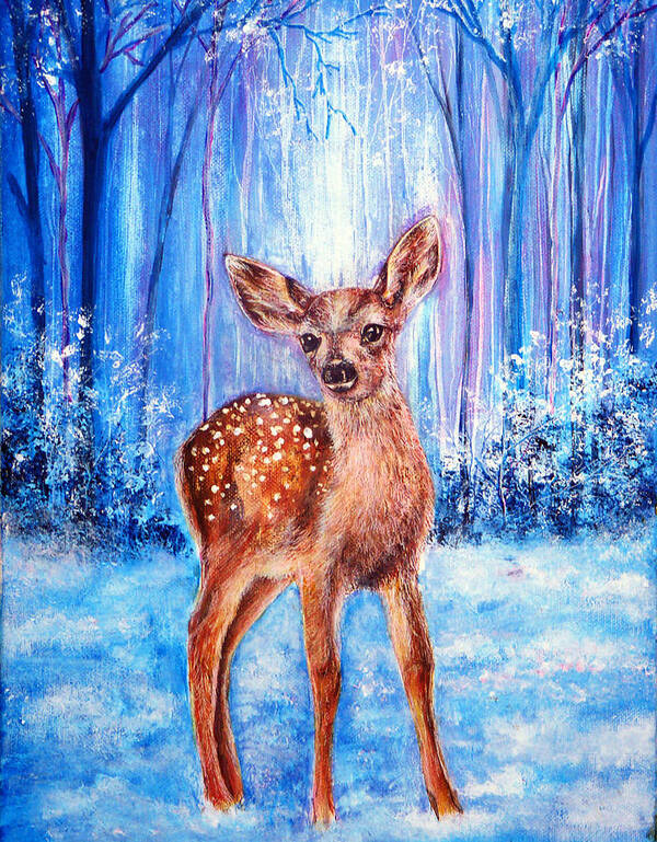 Holiday Art Print featuring the painting First Winter by Ann Marie Bone