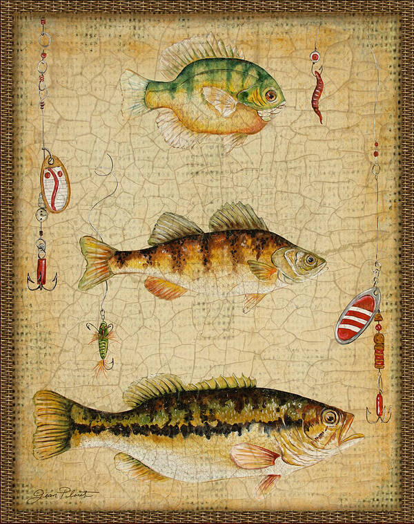 Acrylic Painting Art Print featuring the painting Fish Trio-C-Basket Weave by Jean Plout