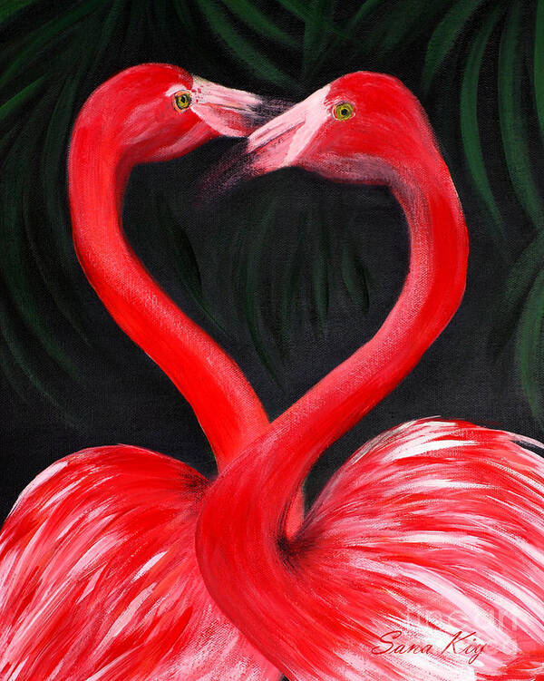 Love. Flamingo Art Print featuring the painting LOVE is... Flamingo Love. Inspirations Collection by Oksana Semenchenko