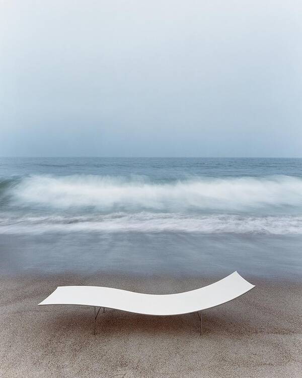 Nobody Art Print featuring the photograph Flexy Batyline Mesh Curve Chaise On Malibu Beach by Simon Watson