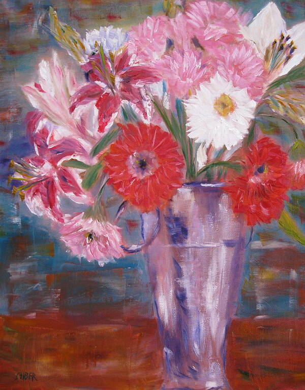 Flowers Art Print featuring the painting Flowers for me by Kathy Stiber