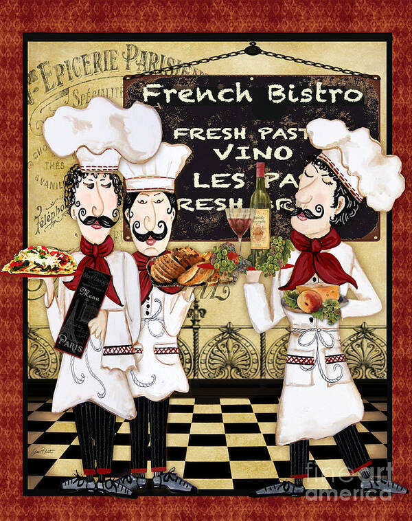 French Art Print featuring the painting French Chefs-Bistro by Jean Plout