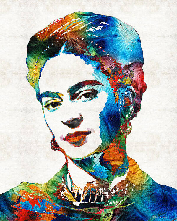Frida Kahlo Art Print featuring the painting Frida Kahlo Art - Viva La Frida - By Sharon Cummings by Sharon Cummings