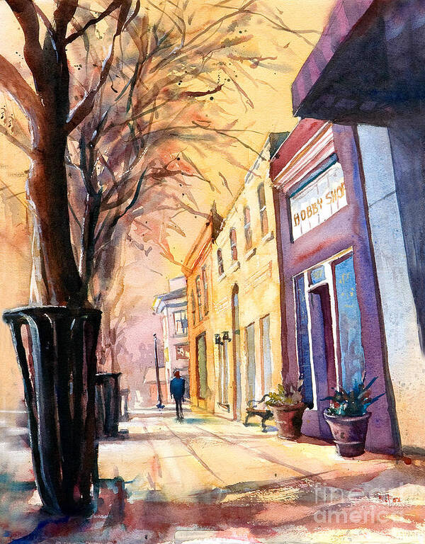 Fuquay-varina Art Print featuring the painting Fuquay-Varina downtown by Ryan Fox