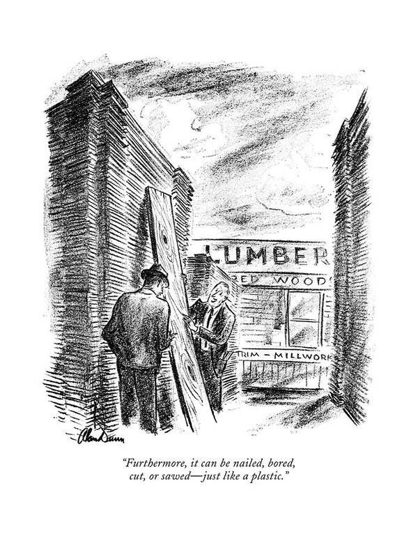 110569 Adu Alan Dunn Lumber Salesman To Customer. Buy Buying Consume Consumer Consumerism Consumers Customer Customers Department Lumber Material Materials Persuade Persuasion Retail Sale Sales Salesman Salesmen Saleswoman Saleswomen Sell Selling Shop Shopper Shoppers Shopping Shops Store Stores Technology Timber Wood Art Print featuring the drawing Furthermore by Alan Dunn