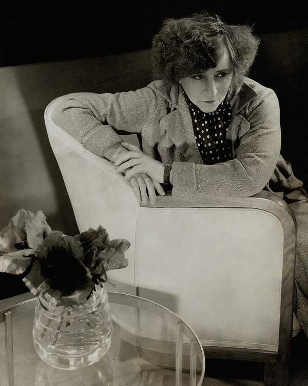 Flowers Art Print featuring the photograph Gabrielle Sidonie Colette Sitting On An Armchair by Edward Steichen