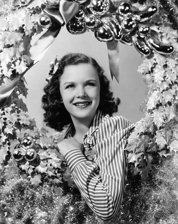 1940s Portraits Art Print featuring the photograph Gloria Jean At Christmas, Universal by Everett