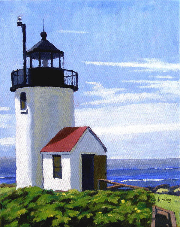 Christine Hopkins Art Print featuring the painting Goat Island Lighthouse Maine by Christine Hopkins