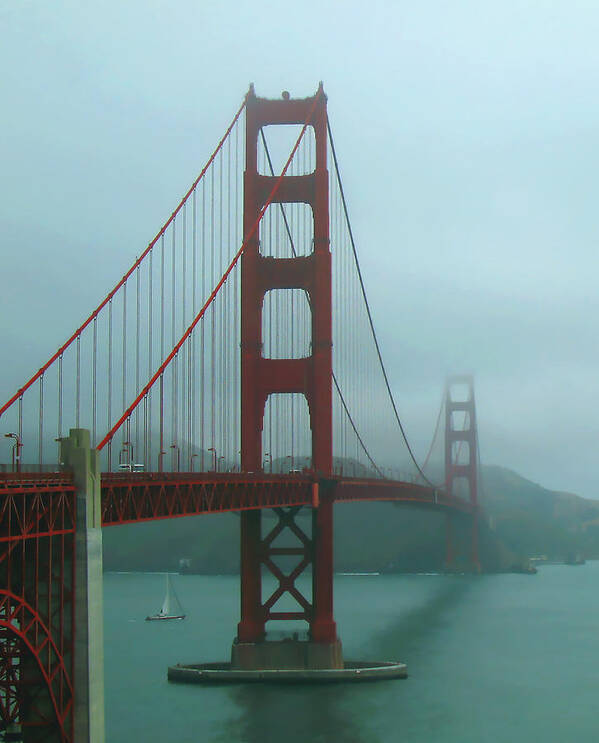 Golden Gate Bridge Art Print featuring the photograph Golden Gate Bridge and Partial Arch in Color by Connie Fox