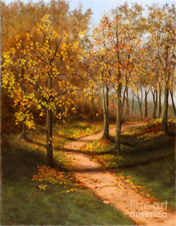 Landscapes Art Print featuring the painting Golden Path by Sena Wilson