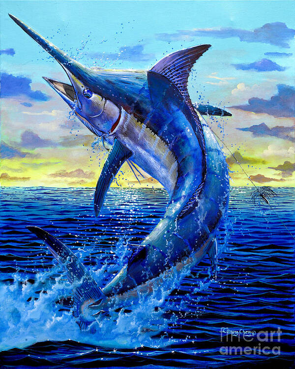 Marlin Art Print featuring the painting Grander Off007 by Carey Chen