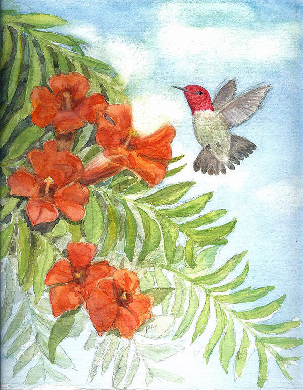 Bird Art Print featuring the painting Great Expectations by Marlene Schwartz Massey