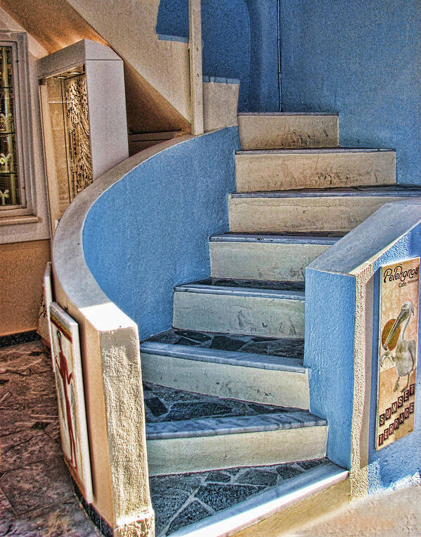 Stairs Art Print featuring the photograph Greek Stairs by Helaine Cummins