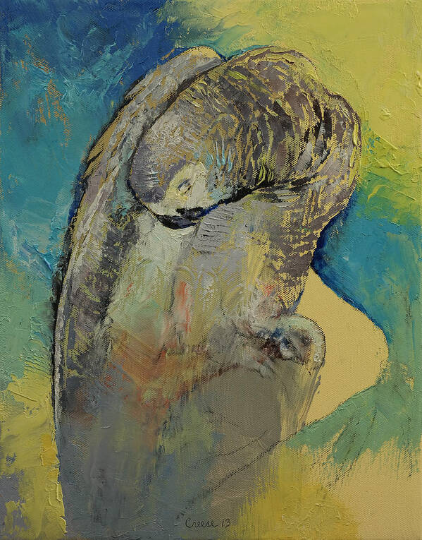 Abstract Art Print featuring the painting Grey Parrot by Michael Creese