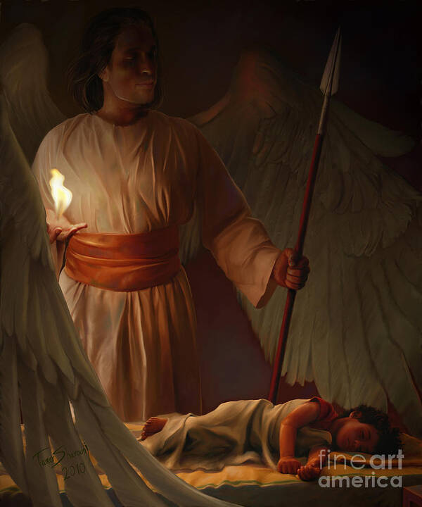 Prophetic Art Art Print featuring the painting Guardian Angel by Tamer and Cindy Elsharouni