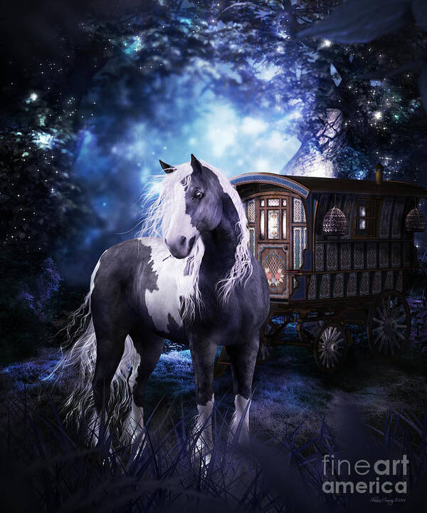 Gypsy Vanner Art Print featuring the digital art Gypsy Dreaming by Shanina Conway