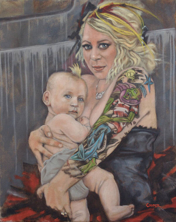 Mother Art Print featuring the painting Hannah and Asher by Todd Cooper