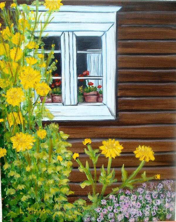 Window Art Print featuring the painting Happy Homestead by Laurie Morgan