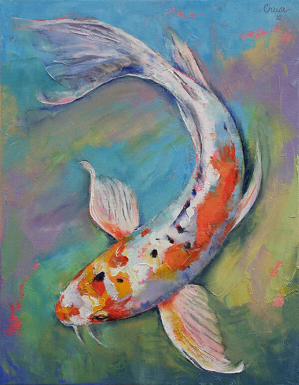 Asian Art Print featuring the painting Heisei Nishiki Koi by Michael Creese