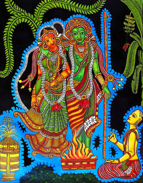 Hindu Art Print featuring the painting Hindu God Tirupati Balaji Wedding by Asp Arts