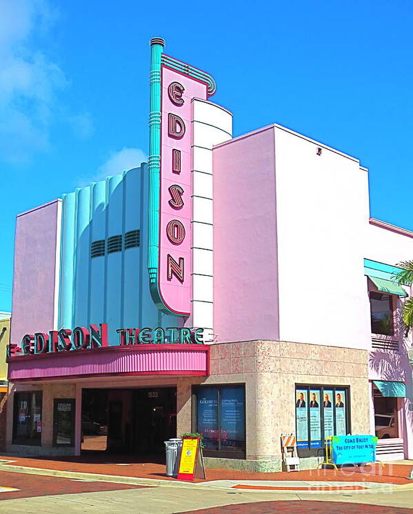 Historic Edison Movie Theater In Downtown Ft. Myers. Florida. Deco Style. Art Print featuring the photograph DECO Historic Edison Theater. Ft. Myers. Florida. by Robert Birkenes