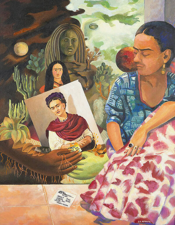 Frida Kahlo Art Print featuring the painting Hot Ticket Frida Kahlo Meta Portrait by Susan McNally