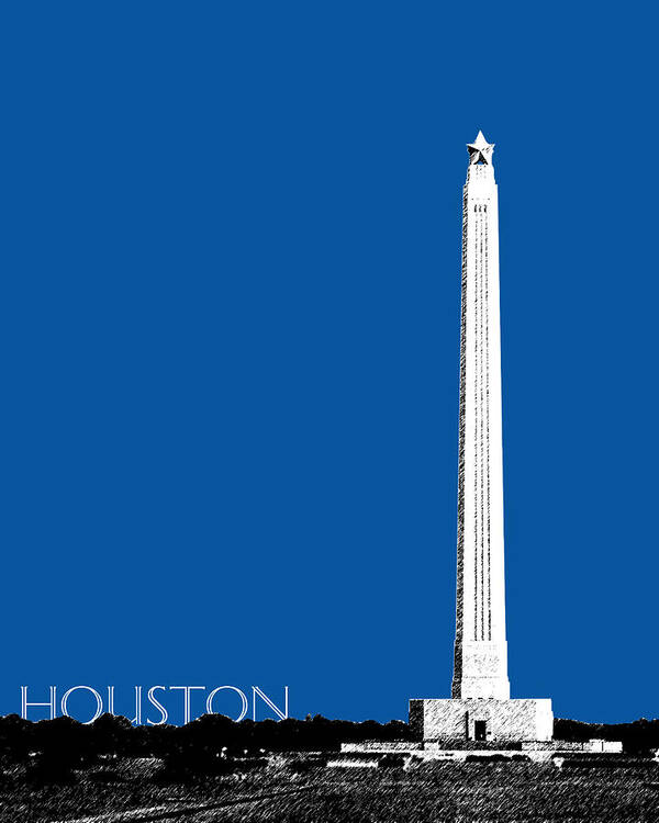 Architecture Art Print featuring the digital art Houston San Jacinto Monument - Royal Blue by DB Artist