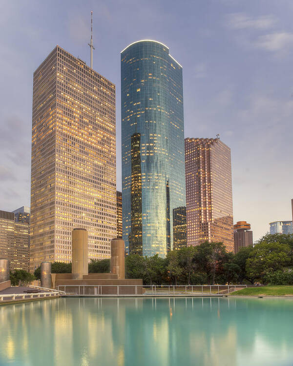 Houston Art Print featuring the photograph Houston Skyscraper Reflections by Ray Devlin