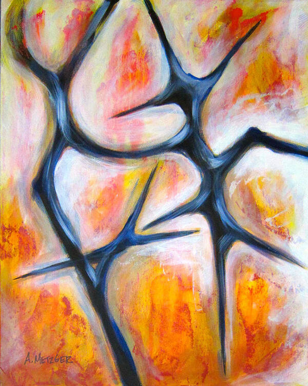 Abstract Art Print featuring the painting Hug Me by Alan Metzger
